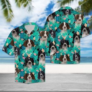 English Springer Spaniel Tropical Hawaiian Shirt Summer Button Up