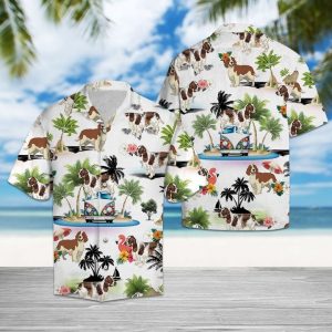 English Springer Spaniel Vacation Hawaiian Shirt Summer Button Up