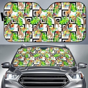 Exotic Tropical Giraffe Car Auto Sun Shade