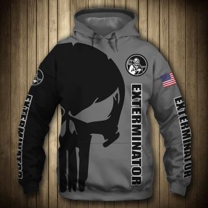 Exterminator Punisher Skull US Flag Black Grey 3D Printed Hoodie/Zipper Hoodie