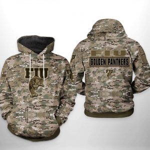FIU Golden Panthers NCAA Camo Veteran 3D Printed Hoodie/Zipper Hoodie