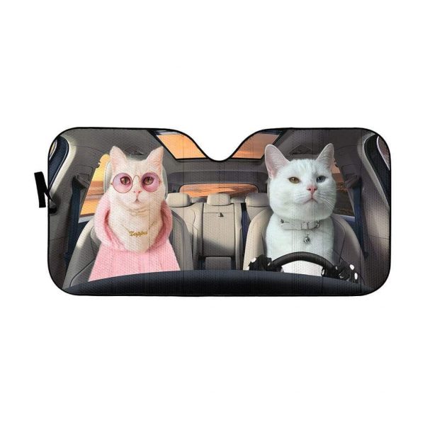 Fashion Couple White Cats Car Auto Sun Shade