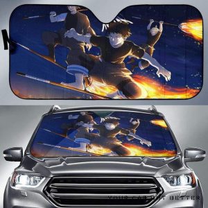 Fire Force Riding Fire Broom Anime Car Auto Sun Shade