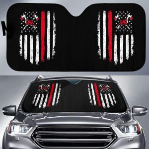 Firefighter Axe Flags Car Auto Sun Shade