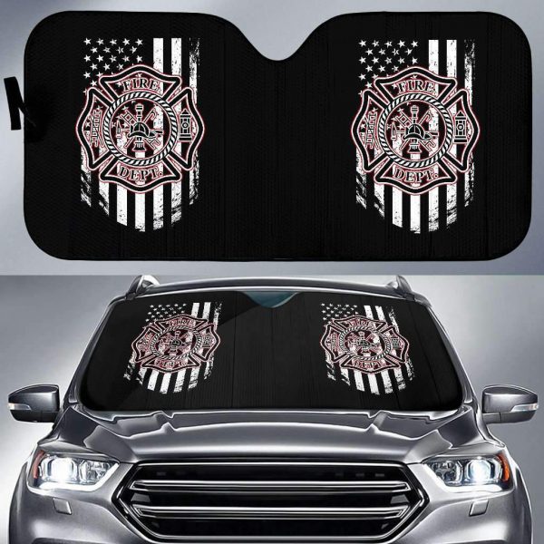 Firefighter Flags Car Auto Sun Shade