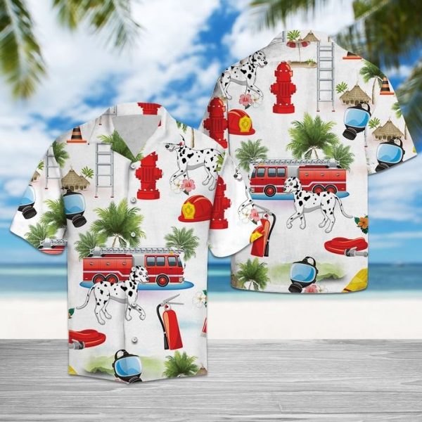 Firefighter On Vacation Hawaiian Shirt Summer Button Up