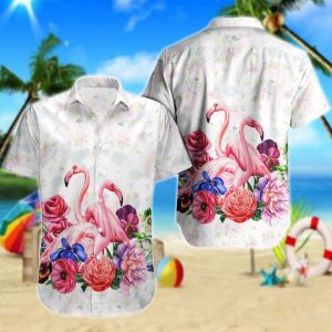 Flamingo Hawaiian Shirt Summer Button Up