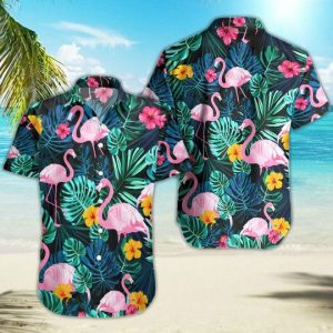Flamingo Hawaiian Shirt Summer Button Up