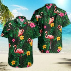 Flamingo Hawaiian Shirt Summer Button Up