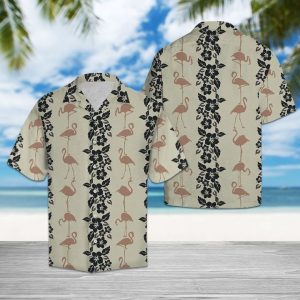 Flamingo Pattern Hawaiian Shirt Summer Button Up