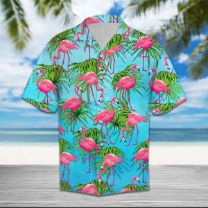 Flamingo Tropical Hawaiian Shirt Summer Button Up