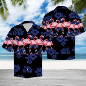 Flamingo Tropical Hawaiian Shirt Summer Button Up