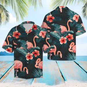 Flamingo Tropical Pattern Hawaiian Shirt Summer Button Up