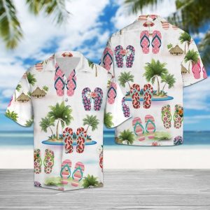 Flip Flop For Vacation Hawaiian Shirt Summer Button Up