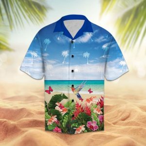 Floral Summer With Hummingbird And Butterfly Hawaiian Shirt Summer Button Up