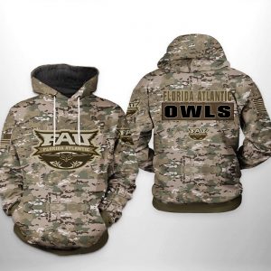 Florida Atlantic Owls NCAA Camo Veteran 3D Printed Hoodie/Zipper Hoodie