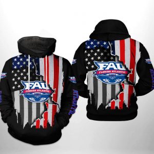 Florida Atlantic Owls NCAA US Flag 3D Printed Hoodie/Zipper Hoodie