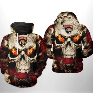 Florida Panthers NHL Skull 3D Printed Hoodie/Zipper Hoodie