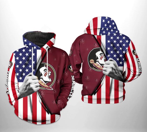 Florida State Seminoles NCAA US FLag 3D Printed Hoodie/Zipper Hoodie