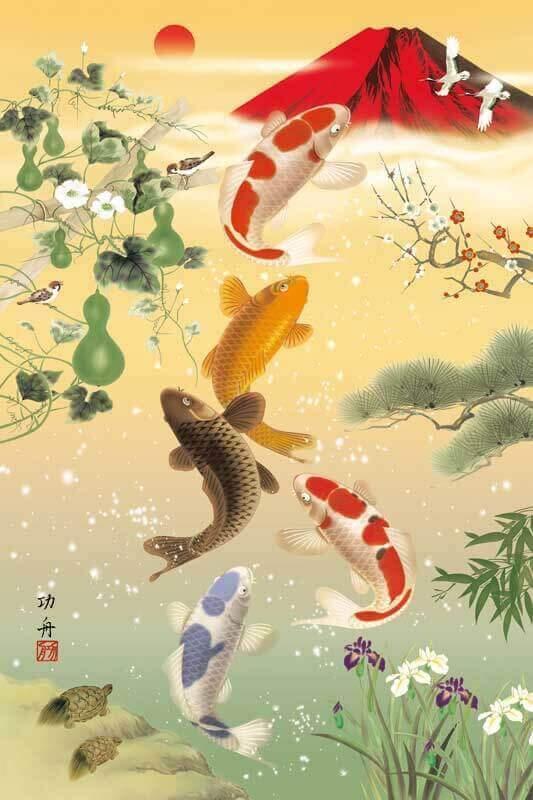 Fortune Five Carps Jigsaw Puzzle Set Fortune Five Carps Jigsaw Puzzle Set