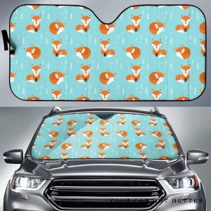 Fox Pattern Blue B Ackground Car Auto Sun Shade