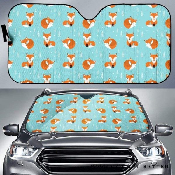 Fox Pattern Blue B Ackground Car Auto Sun Shade