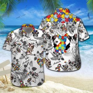 French Bulldog Autism Hawaiian Shirt Summer Button Up