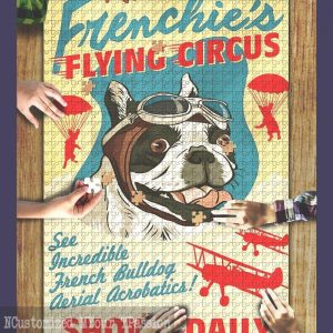 French Bulldog Retro Flying Circus Jigsaw Puzzle Set