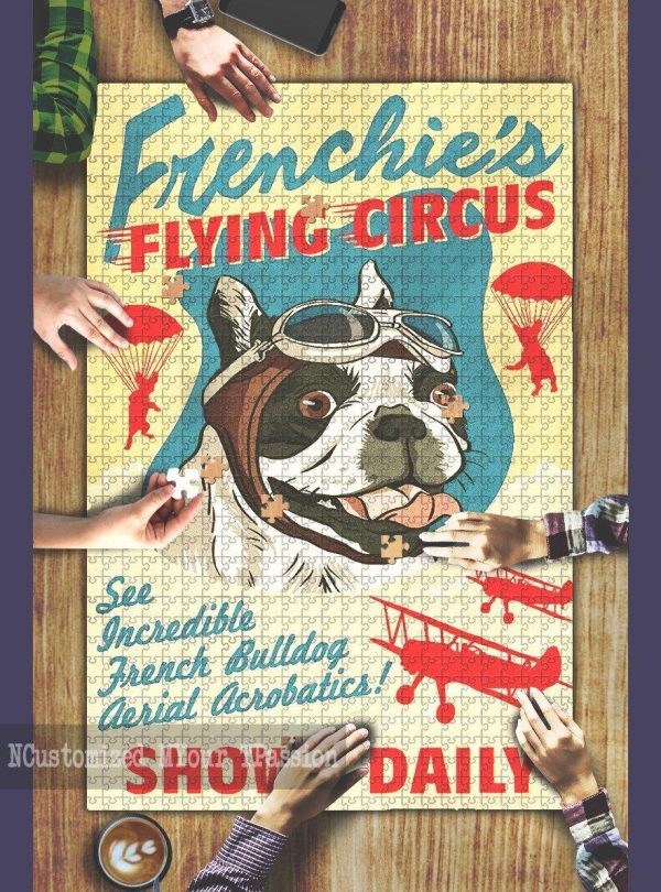 French Bulldog Retro Flying Circus Jigsaw Puzzle Set