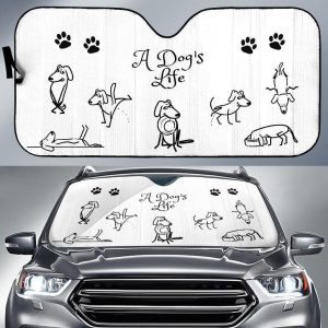 Funny A DogS Life Art Draw For Dog Lover Car Auto Sun Shade