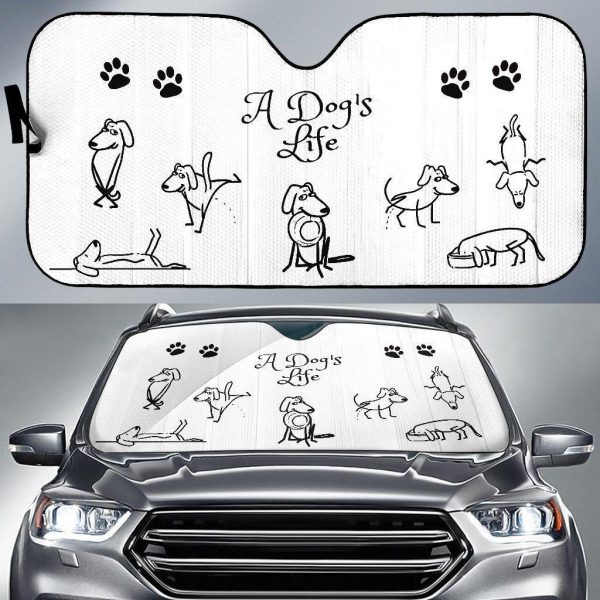 Funny A DogS Life Art Draw For Dog Lover Car Auto Sun Shade