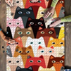Funny Cat Head Jigsaw Puzzle Set