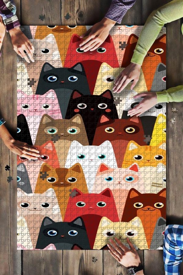 Funny Cat Head Jigsaw Puzzle Set
