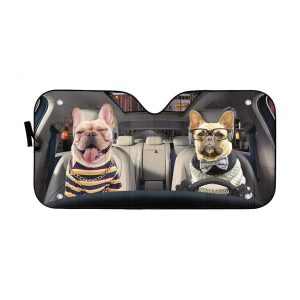 Funny Love Bulldogs Couple Car Auto Sun Shade