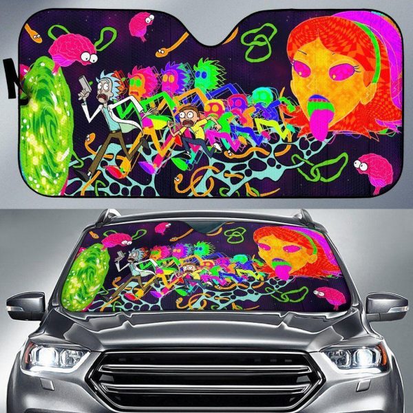 Funny Rick And Morty Colorful Toon Car Auto Sun Shade