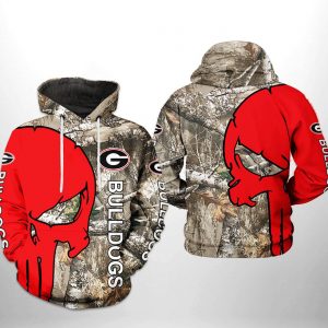 Georgia Bulldogs NCAA Camo Veteran Hunting 3D Printed Hoodie/Zipper Hoodie