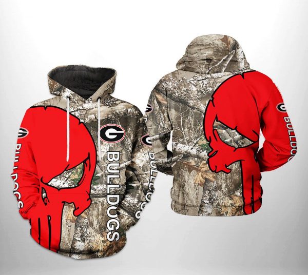 Georgia Bulldogs NCAA Camo Veteran Hunting 3D Printed Hoodie/Zipper Hoodie