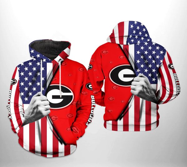 Georgia Bulldogs NCAA US FLag 3D Printed Hoodie/Zipper Hoodie
