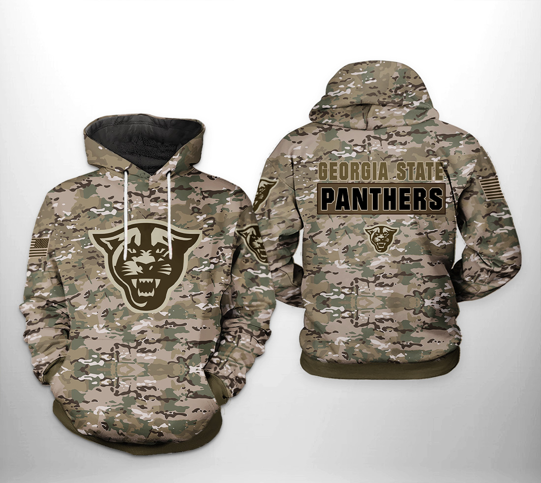 Georgia State Panthers NCAA Camo Veteran 3D Printed Hoodie/Zipper Hoodie Georgia State Panthers NCAA Camo Veteran 3D Printed Hoodie/Zipper Hoodie