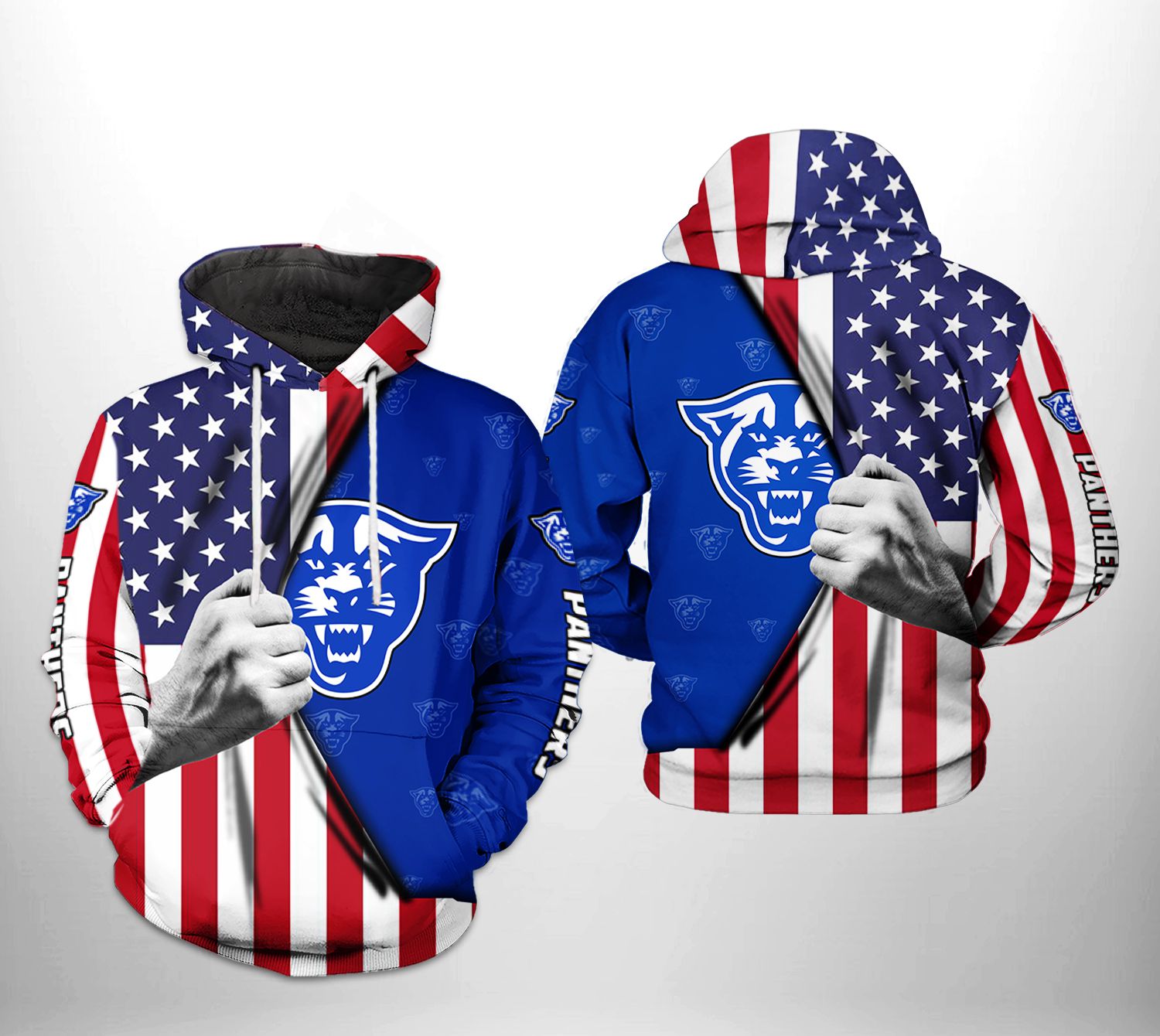 Georgia State Panthers NCAA US FLag 3D Printed Hoodie/Zipper Hoodie Georgia State Panthers NCAA US FLag 3D Printed Hoodie/Zipper Hoodie