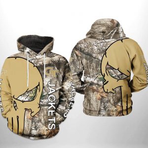 Georgia Tech Yellow Jackets NCAA Camo Veteran Hunting 3D Printed Hoodie/Zipper Hoodie