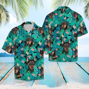 German Pinscher Tropical Hawaiian Shirt Summer Button Up