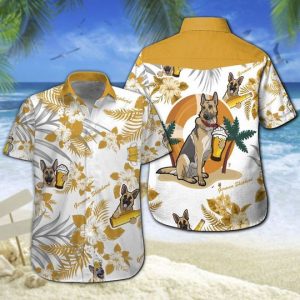 German Shepherd Beer Hawaiian Shirt Summer Button Up