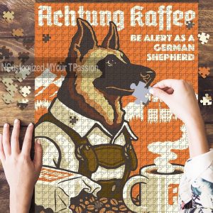 German Shepherd Retro Coffee Jigsaw Puzzle Set