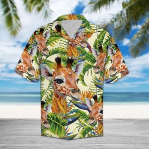 Giraffe Banana Palm Hawaiian Shirt Summer Button Up