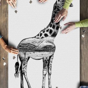 Giraffe Double Exposure Jigsaw Puzzle Set