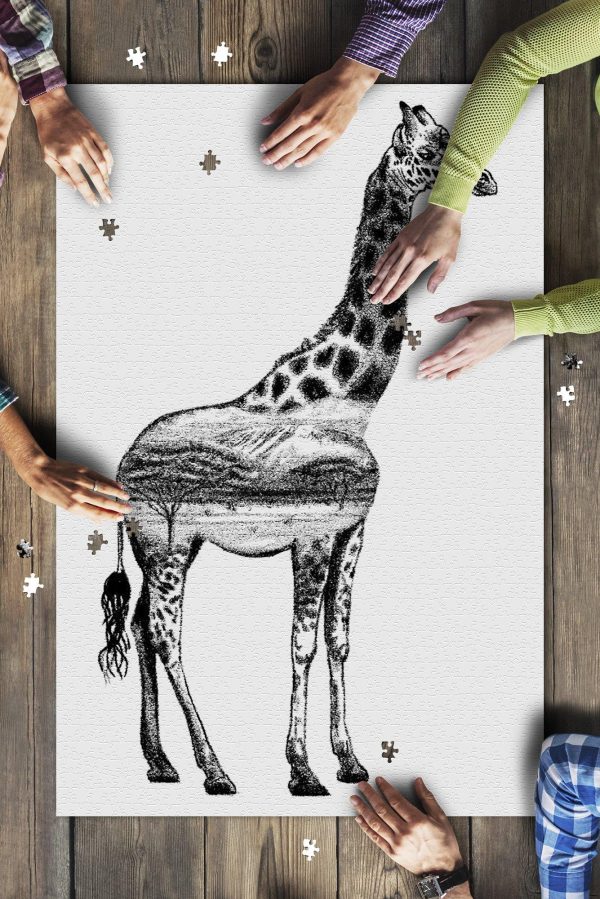 Giraffe Double Exposure Jigsaw Puzzle Set