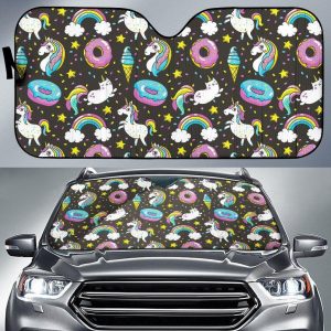 Girly Unicorn Donut Car Auto Sun Shade