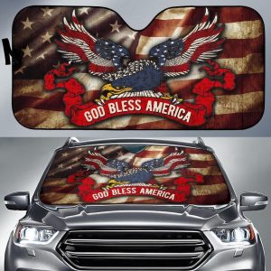 God Bless America Flag Day Car Auto Sun Shade