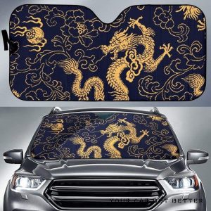 Gold Dragon Pattern Car Auto Sun Shade